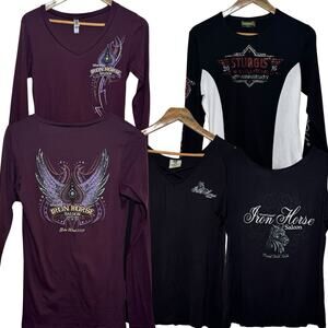 3 Womens XXL Biker Bar Rally Shirts Sturgis Iron Horse Saloon